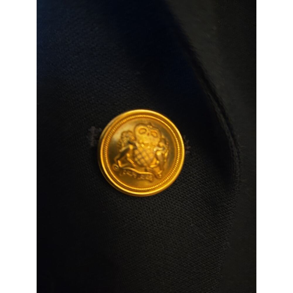 Vintage Lauren Ralph Lauren Crest Blazer Womens 4 Navy Wool Gold Buttons Preppy - Picture 10 of 15